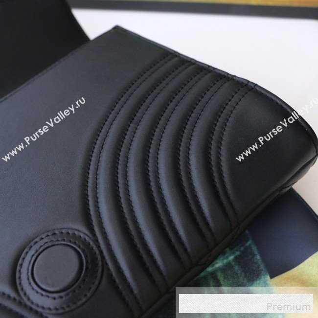 Gucci GG Marmont Chevron Leather Clutch 498079 Black 2019 (DLH-9061722)