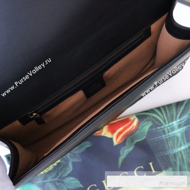 Gucci GG Marmont Chevron Leather Clutch 498079 Black 2019 (DLH-9061722)