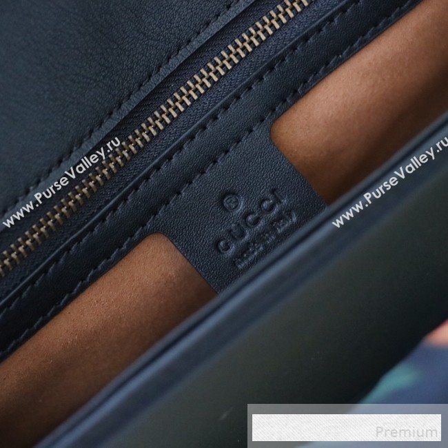 Gucci GG Marmont Chevron Leather Clutch 498079 Black 2019 (DLH-9061722)