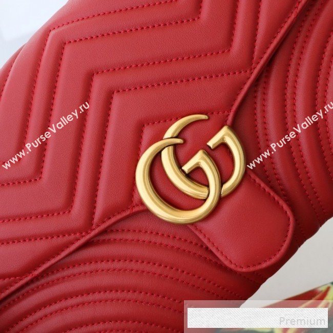 Gucci GG Marmont Chevron Leather Clutch 498079 Red 2019 (DLH-9061723)