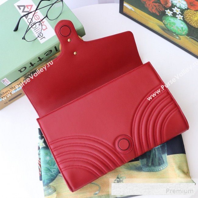 Gucci GG Marmont Chevron Leather Clutch 498079 Red 2019 (DLH-9061723)