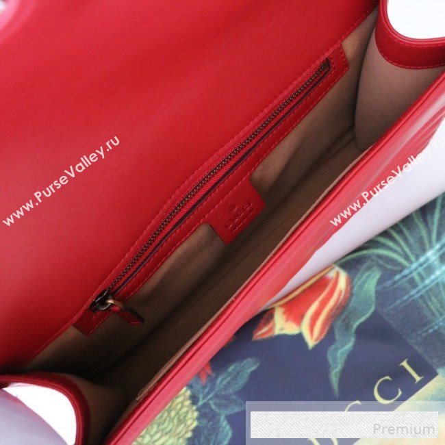 Gucci GG Marmont Chevron Leather Clutch 498079 Red 2019 (DLH-9061723)