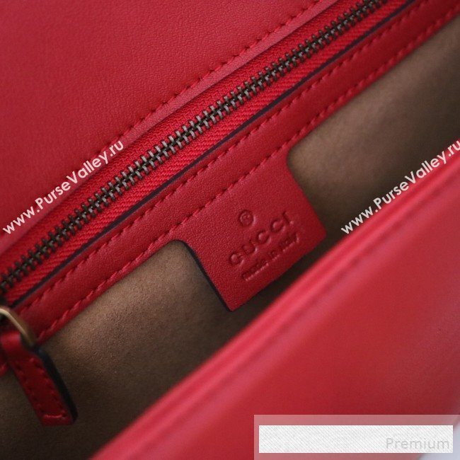 Gucci GG Marmont Chevron Leather Clutch 498079 Red 2019 (DLH-9061723)