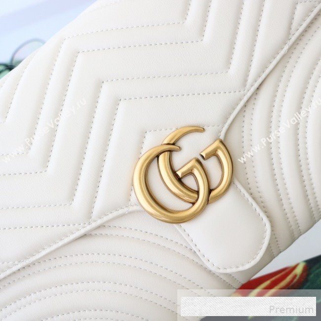 Gucci GG Marmont Chevron Leather Clutch 498079 White 2019 (DLH-9061724)