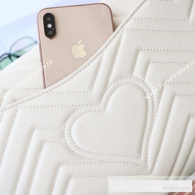 Gucci GG Marmont Chevron Leather Clutch 498079 White 2019 (DLH-9061724)