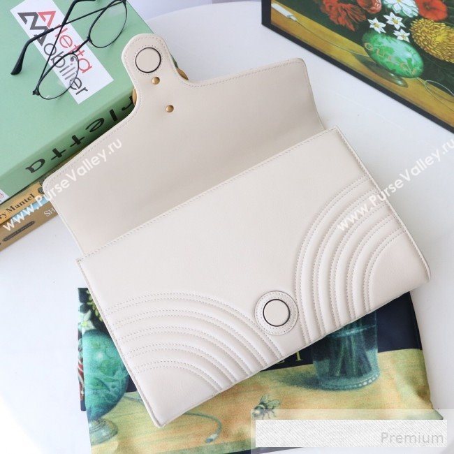 Gucci GG Marmont Chevron Leather Clutch 498079 White 2019 (DLH-9061724)