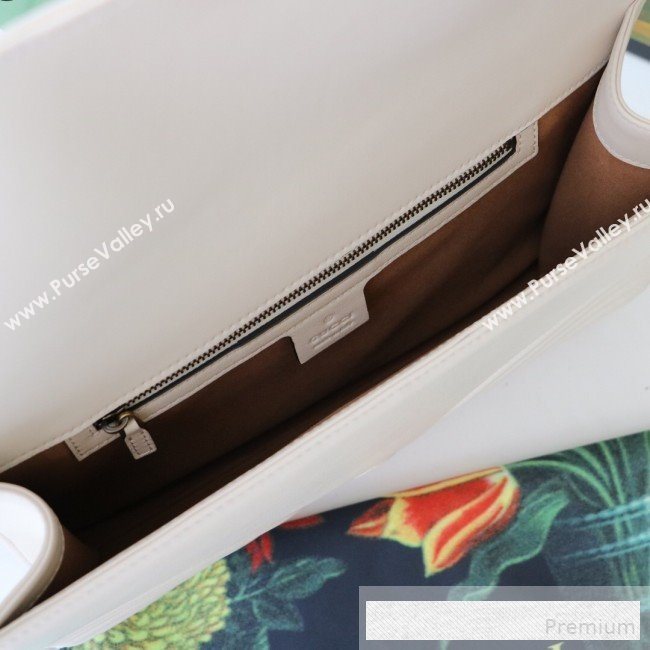 Gucci GG Marmont Chevron Leather Clutch 498079 White 2019 (DLH-9061724)
