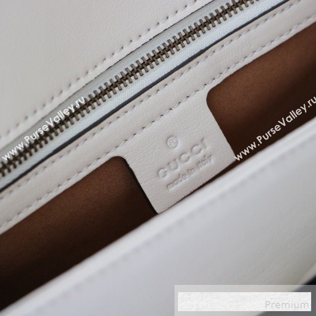 Gucci GG Marmont Chevron Leather Clutch 498079 White 2019 (DLH-9061724)