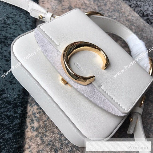 Chloe Shiny & Suede Calfskin Mini Top Handle Bag Off-White 2019 (JIND-9061752)
