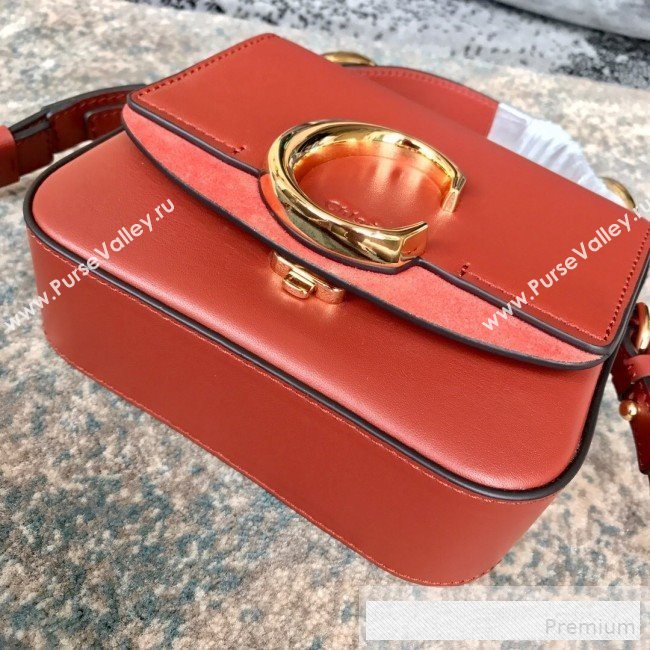 Chloe Shiny & Suede Calfskin Mini Top Handle Bag Dark Red 2019 (JIND-9061750)