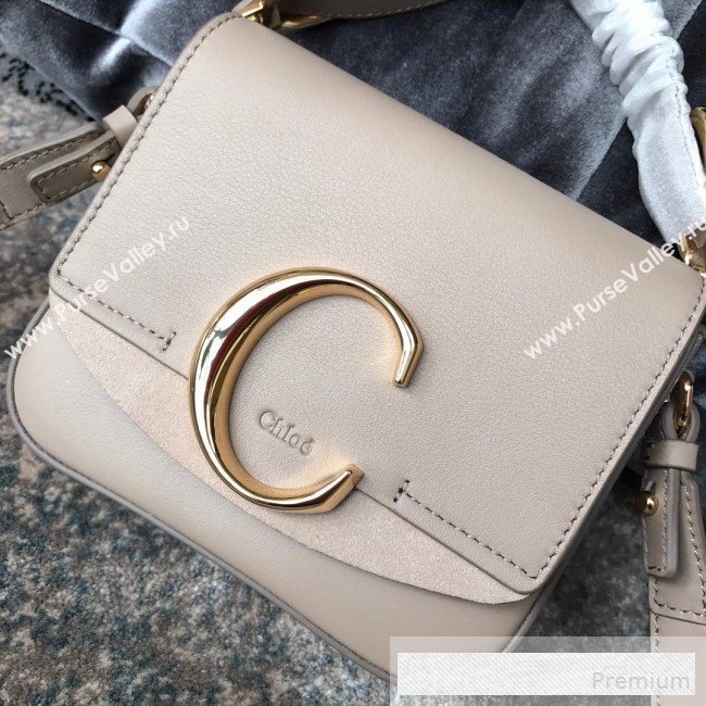 Chloe Shiny & Suede Calfskin Mini Top Handle Bag Cream White  2019 (JIND-9061753)