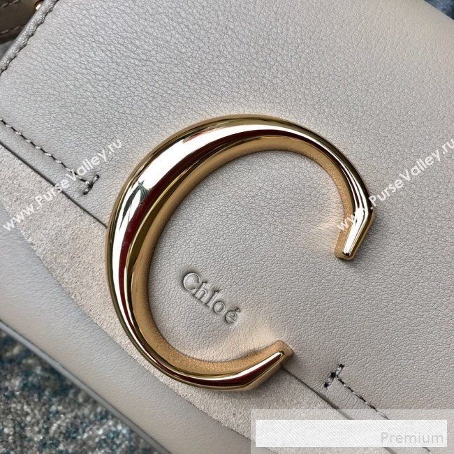 Chloe Shiny & Suede Calfskin Mini Top Handle Bag Cream White  2019 (JIND-9061753)