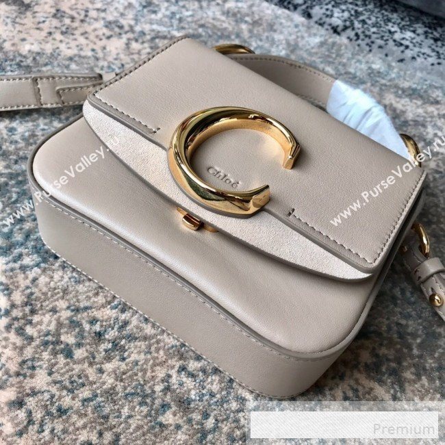 Chloe Shiny & Suede Calfskin Mini Top Handle Bag Cream White  2019 (JIND-9061753)