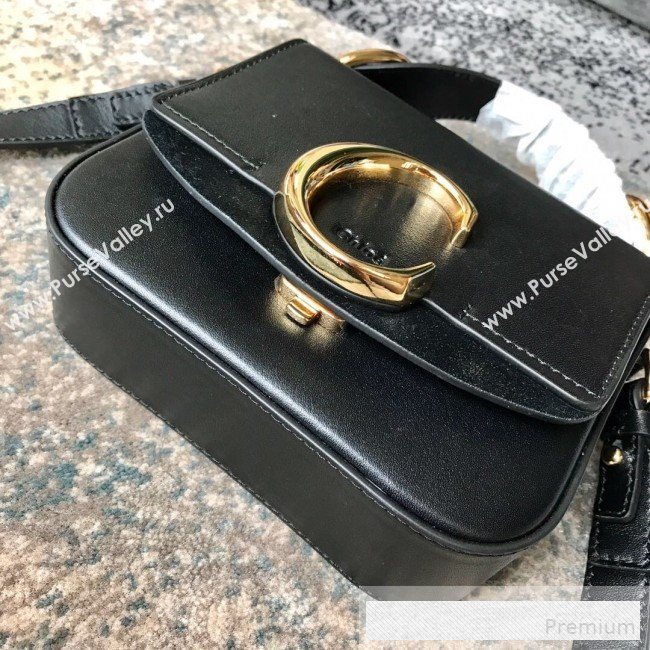 Chloe Shiny & Suede Calfskin Mini Top Handle Bag Black 2019 (JIND-9061751)