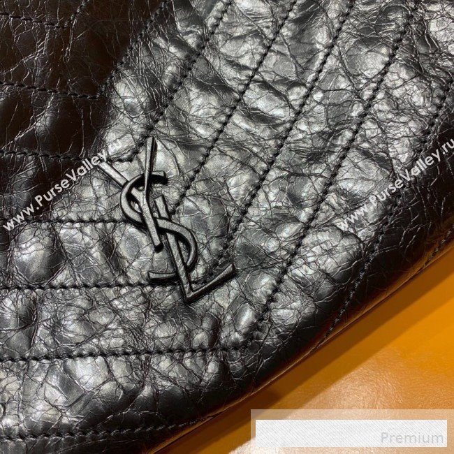 Saint Laurent Niki Medium Shopping Bag in Crinkled Vintage Leather 577999 Black 2019 (WMJ-9061754)