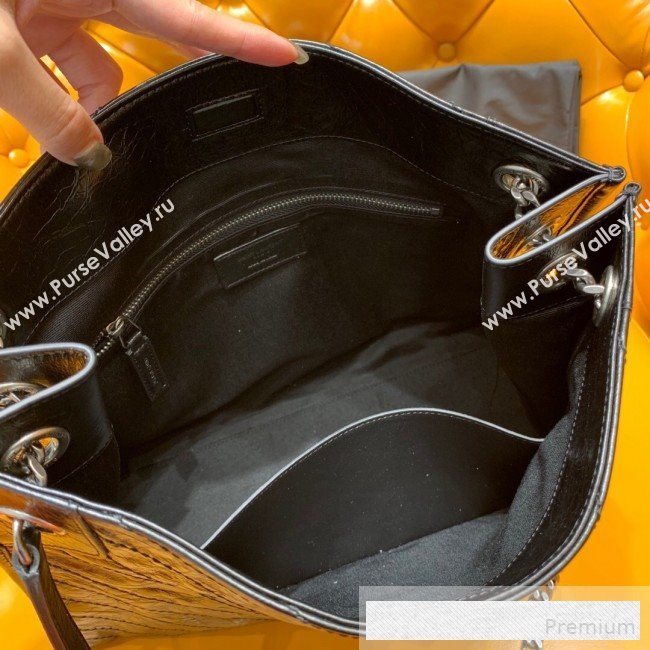 Saint Laurent Niki Medium Shopping Bag in Crinkled Vintage Leather 577999 Black 2019 (WMJ-9061754)