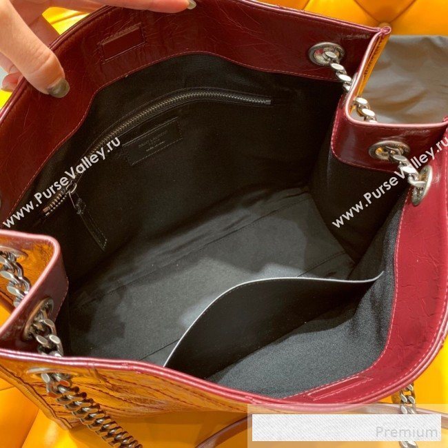Saint Laurent Niki Medium Shopping Bag in Crinkled Vintage Leather 577999 Burgundy 2019 (WMJ-9061755)