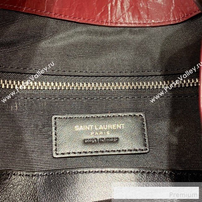 Saint Laurent Niki Medium Shopping Bag in Crinkled Vintage Leather 577999 Burgundy 2019 (WMJ-9061755)