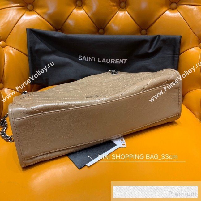 Saint Laurent Niki Medium Shopping Bag in Crinkled Vintage Leather 577999 Apricot 2019 (WMJ-9061756)