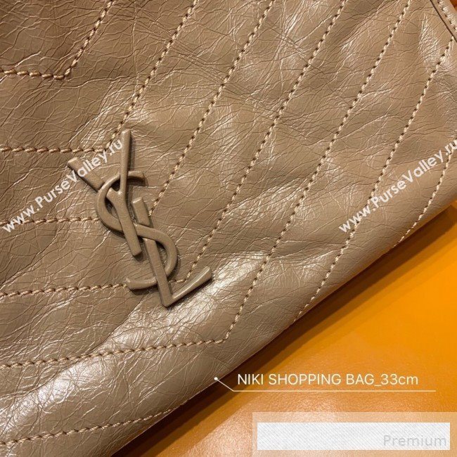 Saint Laurent Niki Medium Shopping Bag in Crinkled Vintage Leather 577999 Apricot 2019 (WMJ-9061756)