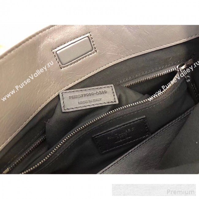 Saint Laurent Niki Medium Shopping Bag in Crinkled Vintage Leather 577999 Dark Grey 2019 (KTS-9061757)