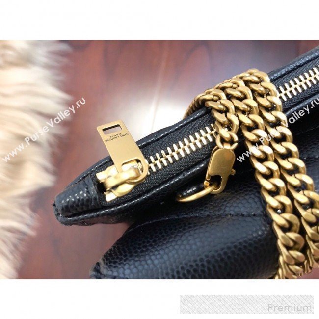 Saint Laurent Double Tribeca Chain Wallet WOC in Grain Embossed Aged Leather 569267 Black 2019 (KTS-9061760)