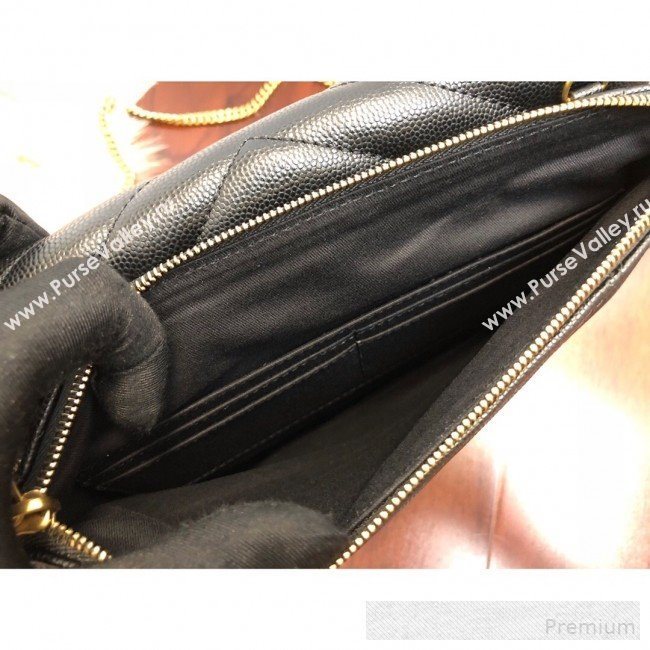 Saint Laurent Double Tribeca Chain Wallet WOC in Grain Embossed Aged Leather 569267 Black 2019 (KTS-9061760)