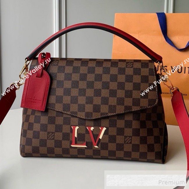 Louis Vuitton Damier Ebene Canvas LV Beaubourg MM Top Handle Bag N40176 Red 2019  (KD-9061704)