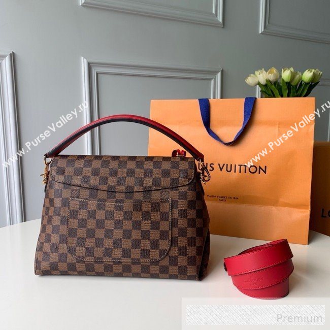 Louis Vuitton Damier Ebene Canvas LV Beaubourg MM Top Handle Bag N40176 Red 2019  (KD-9061704)