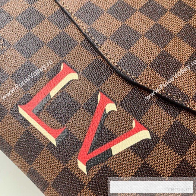 Louis Vuitton Damier Ebene Canvas LV Beaubourg MM Top Handle Bag N40176 Red 2019  (KD-9061704)