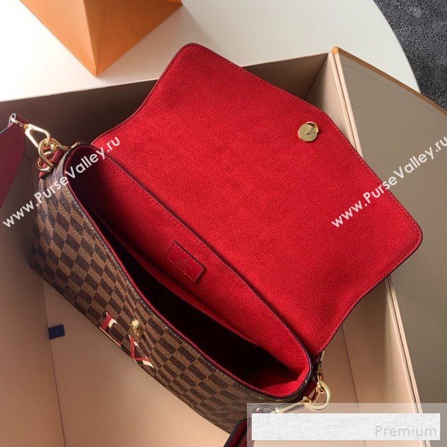 Louis Vuitton Damier Ebene Canvas LV Beaubourg MM Top Handle Bag N40176 Red 2019  (KD-9061704)