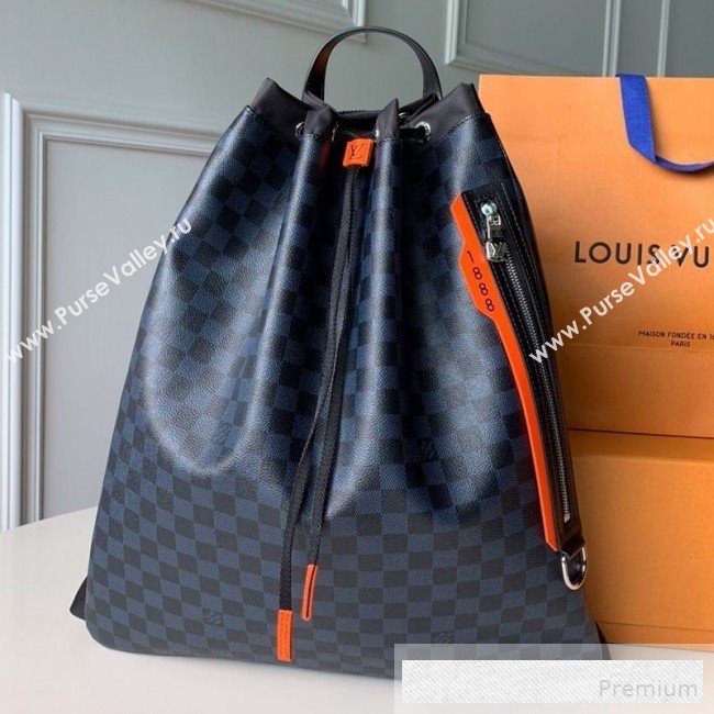 Louis Vuitton Mens Damier Cobalt Canvas Drawstring Backpack N40170 2019 (KD-9061706)