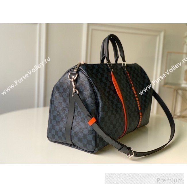 Louis Vuitton Mens Damier Cobalt Canvas Keepall  Bandouliere 45 Travel Top Handle Bag N40166 2019 (KD-9061709)