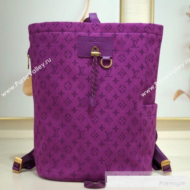 Louis Vuitton Mens Monogram Denim Chalk Backpack M44617 Purple 2019 (LVSJ-9061720)