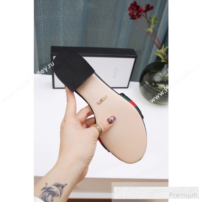 Gucci GG Web Flat Slide Sandals Black 2019 (ANDI-9061850)