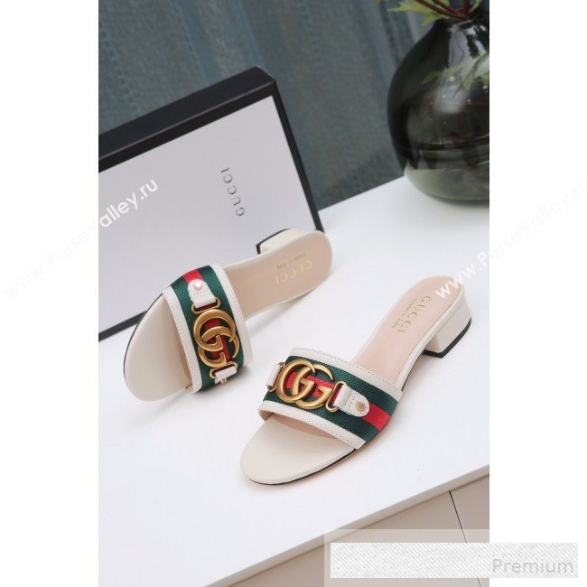 Gucci GG Web Flat Slide Sandals White 2019 (ANDI-9061851)