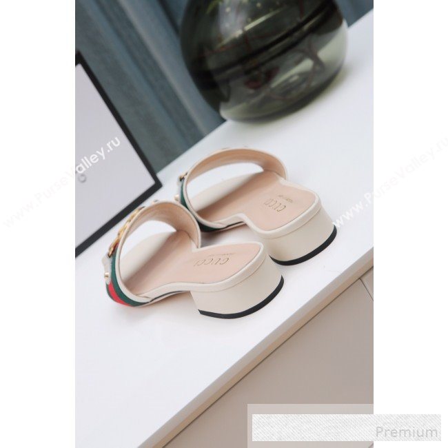 Gucci GG Web Flat Slide Sandals White 2019 (ANDI-9061851)