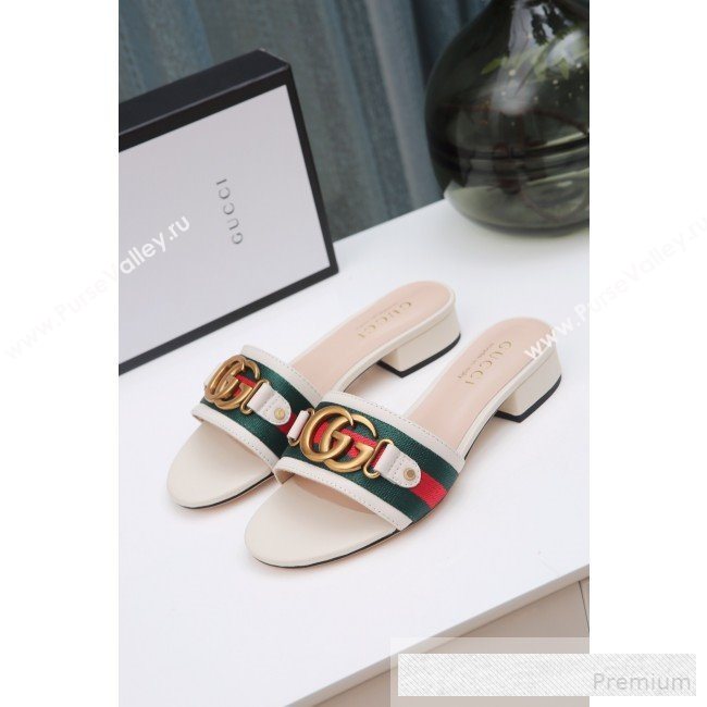 Gucci GG Web Flat Slide Sandals White 2019 (ANDI-9061851)