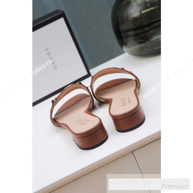 Gucci GG Web Flat Slide Sandals Brown 2019 (ANDI-9061852)