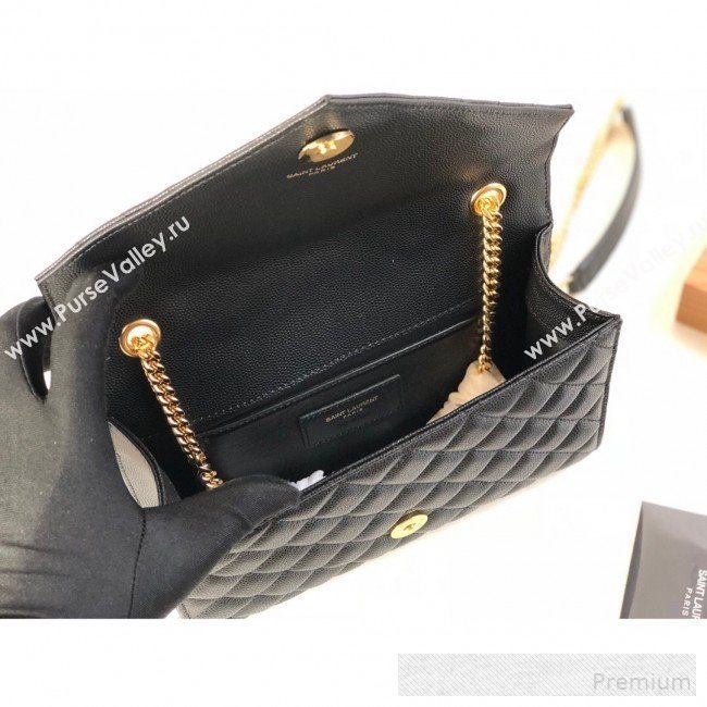 Saint Laurent Envelope Small Flap Shoulder Bag in Matelasse Grain Leather 526286 Black 2019 (KTS-9062103)