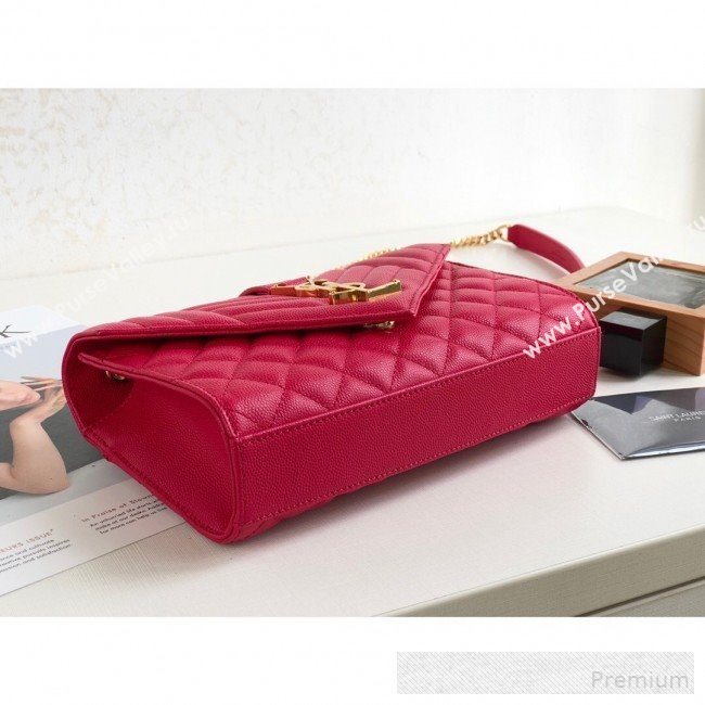 Saint Laurent Envelope Small Flap Shoulder Bag in Matelasse Grain Leather 526286 Red 2019 (KTS-9062102)