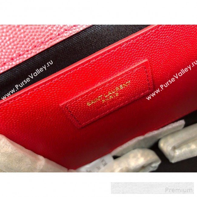 Saint Laurent Envelope Medium Flap Shoulder Bag in Matelasse Grain Leather 487206 Red 2019 (KTS-9062105)