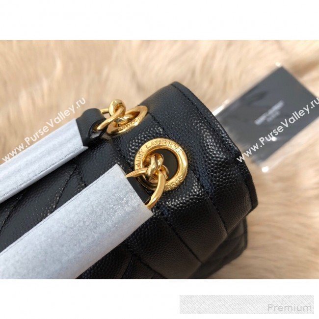 Saint Laurent Envelope Medium Flap Shoulder Bag in Matelasse Grain Leather 487206 Black/Gold 2019 (KTS-9062108)