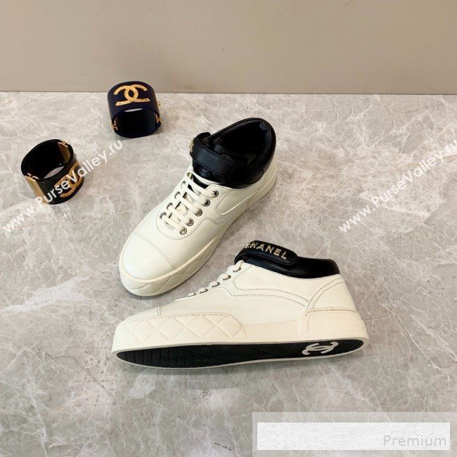 Chanel Lambskin Mid-Top Sneakers G34967 White 2019 (A8-9062127)