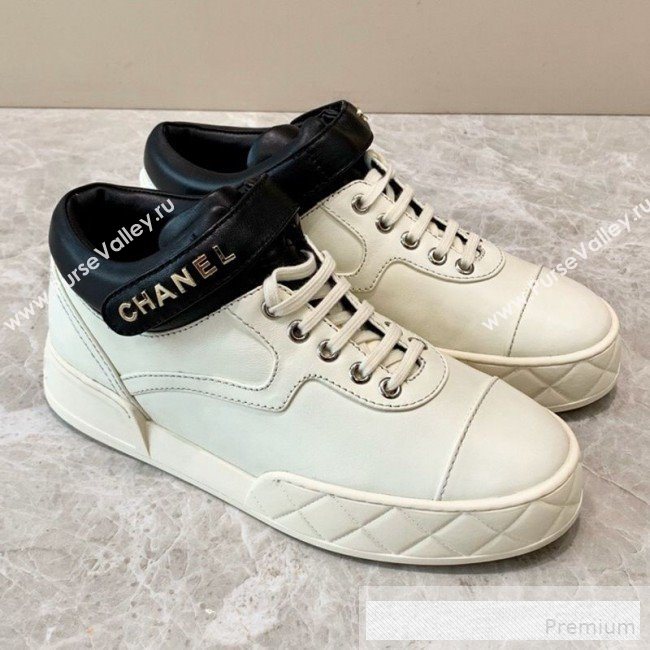 Chanel Lambskin Mid-Top Sneakers G34967 White 2019 (A8-9062127)