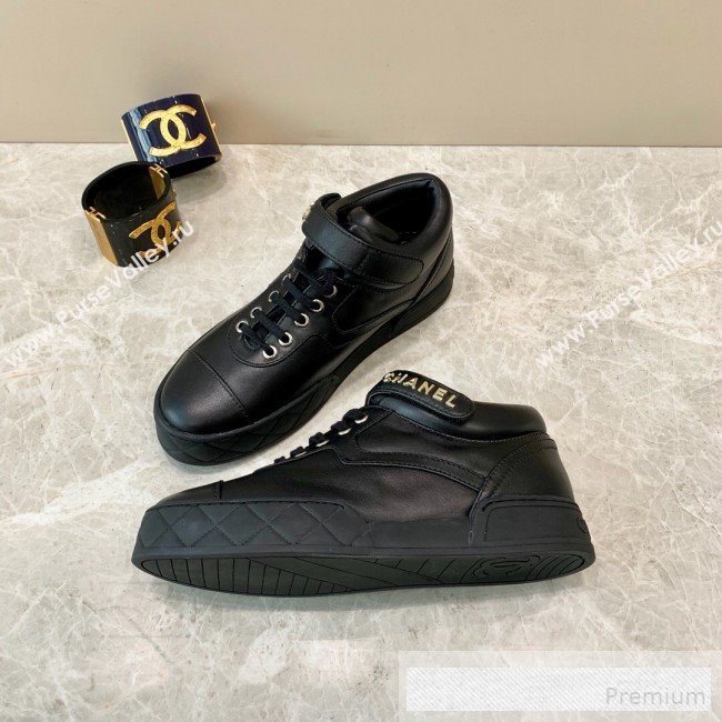 Chanel Lambskin Mid-Top Sneakers G34967 Black 2019 (A8-9062128)
