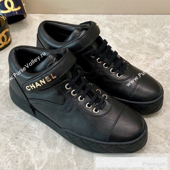 Chanel Lambskin Mid-Top Sneakers G34967 Black 2019 (A8-9062128)