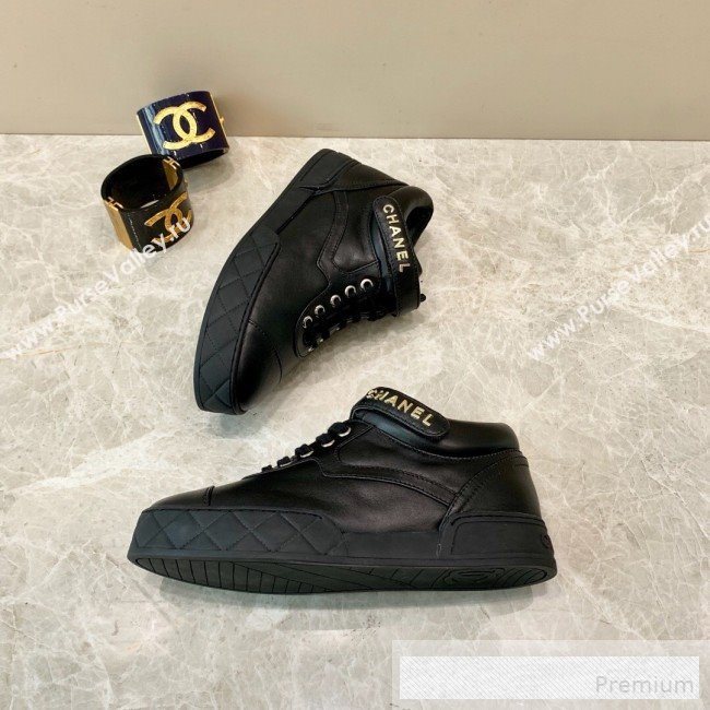Chanel Lambskin Mid-Top Sneakers G34967 Black 2019 (A8-9062128)