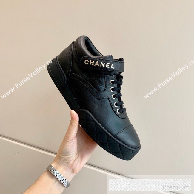 Chanel Lambskin Mid-Top Sneakers G34967 Black 2019 (A8-9062128)