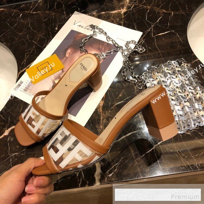 Fendi FF PVC Heel Slide Sandals Brown 2019 (A8-9062129)